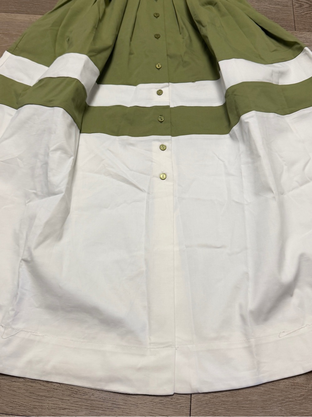 ANTHROPOLOGIE EXQUISE Tobie Colorblock Shirt Dress Women’s SP Green White NWOT - Picture 2 of 9